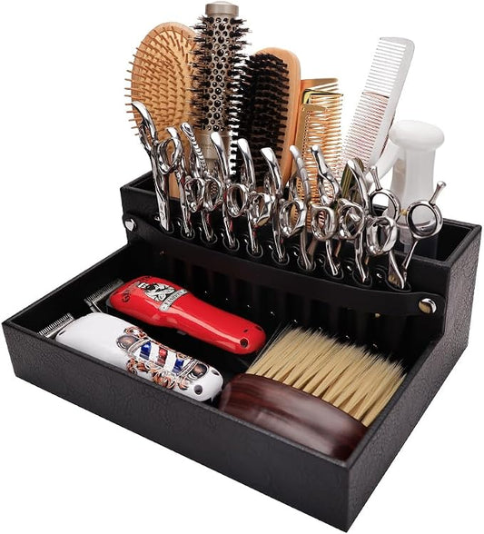 Barber Storage Box,Hairdressing Tool Holder, Multifunctional Detachable Large Storage Box, Shear Holder PU Leather Salon Scissors Holder, Hair Cutting Tools Storage Case for Barber Accessories(Small) by ZIBARBER