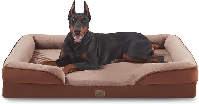 Bedfolks Orthopedic Dog Bed, Waterproof Dog Sofa Bed for Extra Large Dogs, Egg Foam Pet Couch Bed with Removable Washable Cover and Nonslip Bottom, Brown by Bedfolks