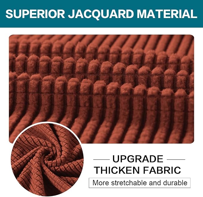Turquoize 2 Piece Chair Covers Chair Slipcovers for Living Room Armchair Couch Cover Chair Sofa Cover with Individual Cushion Covers Furniture Cover for Chairs Feature Jacquard Fabric (Chair, Rust) - Image 3