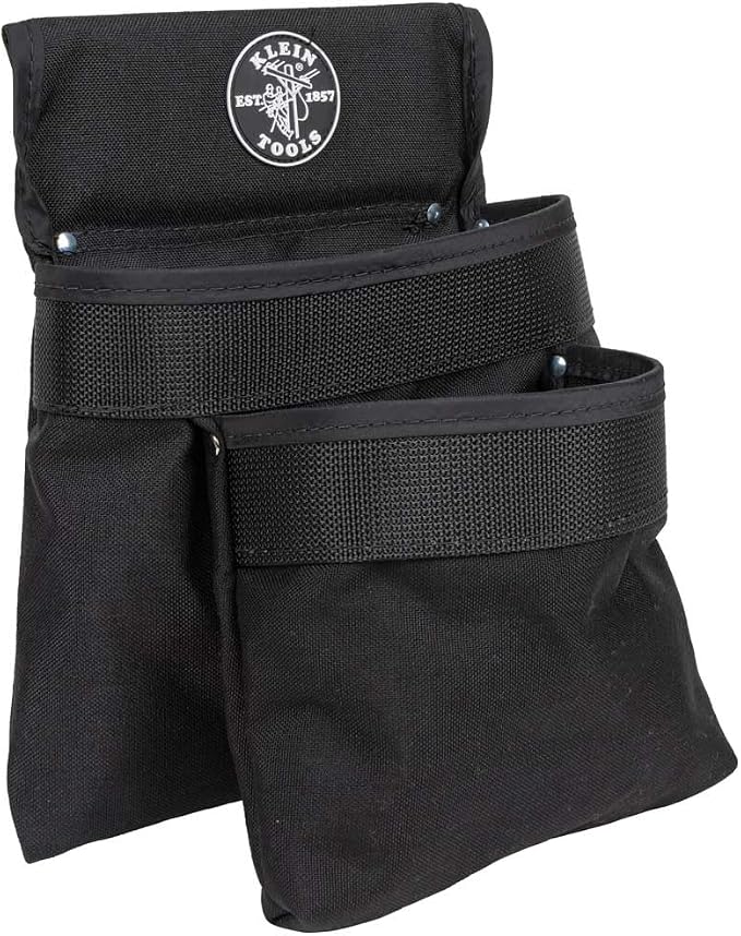Klein Tools 5702 Tool Pouch, Powerline Series Utility Pouch Fits Tool Belts up to 2.5-Inch, Strong Rivet Reinforced Stitching, 2-Pocket - Image 4