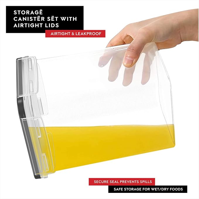 Extra Large Flour and Sugar Storage Containers 6.5L/220 Fl. oz; Set of 2 Plastic Bulk Airtight Food Storage Rice Containers With Lids - Kitchen Pantry Organizer and Storage Canisters, Marker & Labels - Image 4