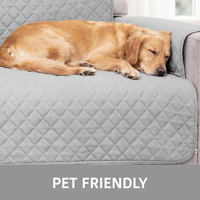 Sofa Shield 100% Waterproof Couch Cover with Patented Straps, Slip & Stain Resistant Furniture Protector, Machine Washable Sofa Slipcover for Dogs Cats Pets Kids, 54 inch Seat, Loveseat, Light Gray - Image 9