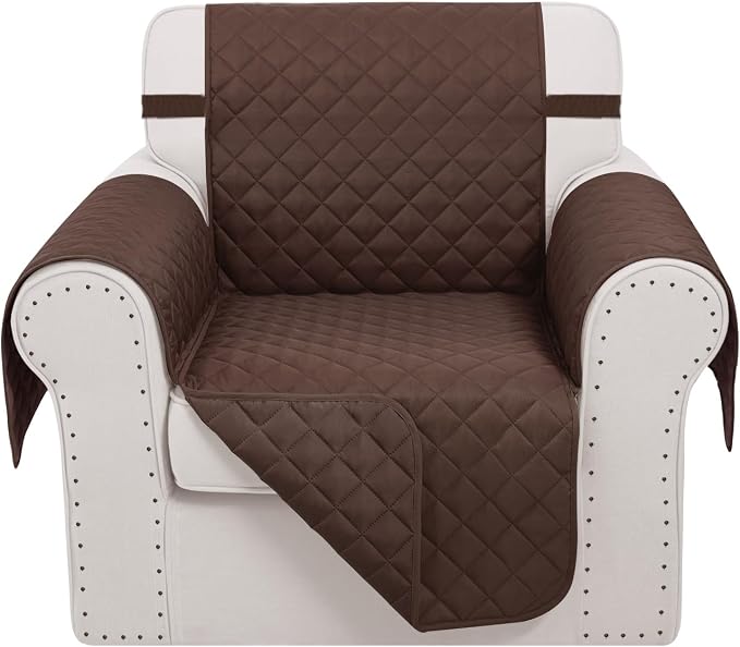 Reversible Recliner Chair Covers, 23" Chair, Chocolate | Chair Covers for Living Room with Elastic Straps, Water Repellent, Chair Protectors Covers for Dogs by LuxshareHome