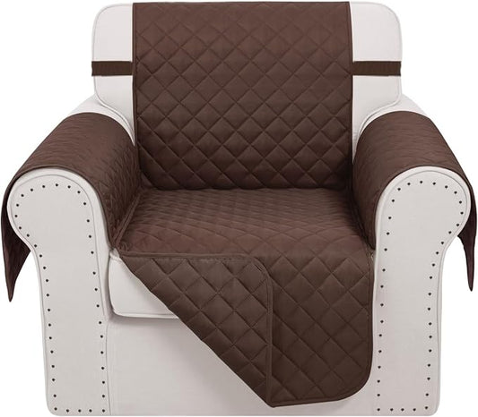 Reversible Recliner Chair Covers, 23" Chair, Chocolate | Chair Covers for Living Room with Elastic Straps, Water Repellent, Chair Protectors Covers for Dogs by LuxshareHome