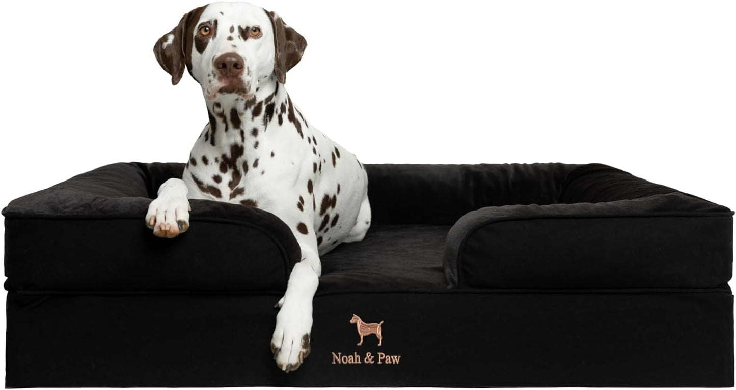 NOAH & PAW XL Dog Bed, 45x35x11 Inch, Orthopedic Large Dog Beds, Eggshell Memory Foam Infused with Cooling Gel, Inner Cover, Water Resistant, Machine Washable (Denim Sofa Collection) by NoahPaw