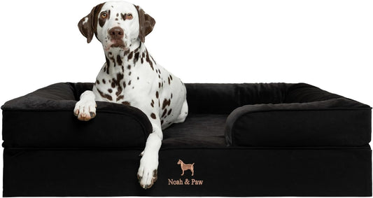 NOAH & PAW XL Dog Bed, 45x35x11 Inch, Orthopedic Large Dog Beds, Eggshell Memory Foam Infused with Cooling Gel, Inner Cover, Water Resistant, Machine Washable (Denim Sofa Collection) by NoahPaw