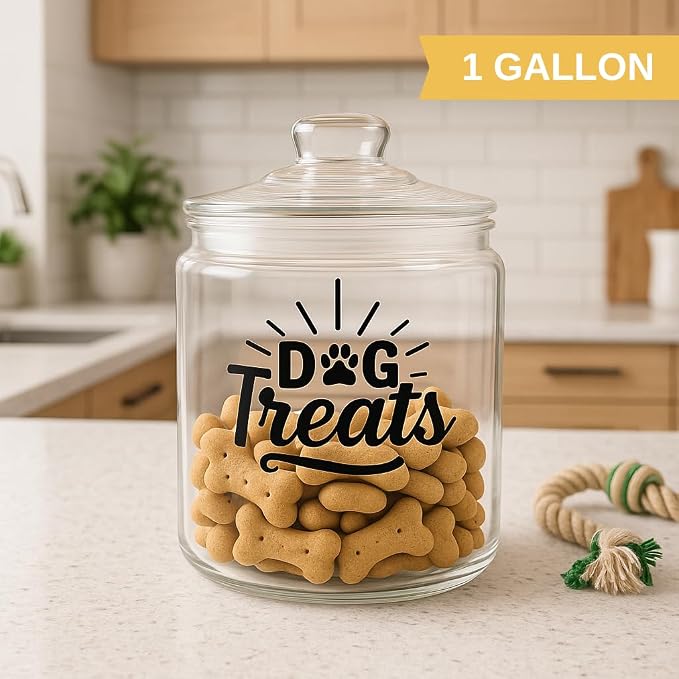 kitchentoolz 1-Gallon Glass Dog Treat Container Airtight – Large Countertop Dog Cookie Jar with Lid for Dog Treat Storage, Decorative Treat Jar & Dachshund Accessories - Image 4