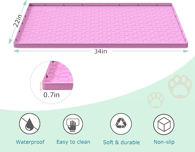 Cat Litter Mat, Silicone Large Cat Mat for Litter Box - 34x22 in, Waterproof & Non-Slip, Durable & Easy Clean, Pink - Image 4