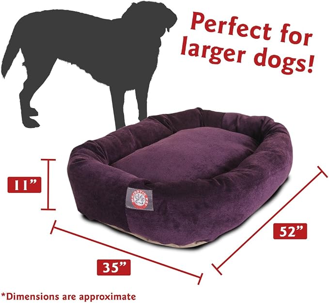 Majestic Pet Villa 52 Inch Shredded Memory Foam Dog Bed for X-Large Sized Dog 52x35x11 Inch–Orthopedic Pet Bed with Removable Washable Cover-Washable X-Large Puppy Mat with Head Support-Aubergine - Image 3