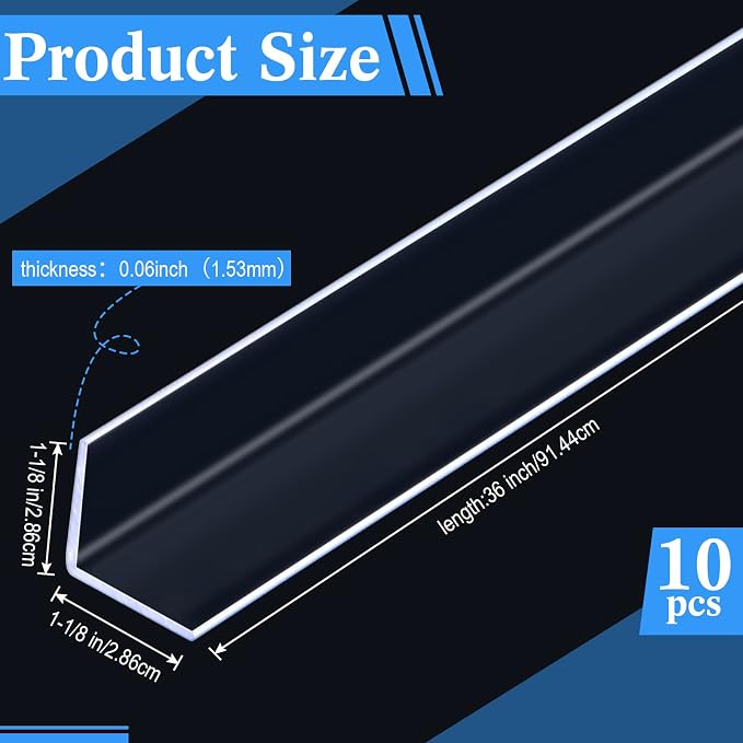 Sasylvia 10 Pcs Wall Corner Protector Guards, 1-1/8 x 36 Inches, Avoid Scratching Scuffs, Vinyl Corner Trim Molding, Ease Install and Cleaning for Door Countertop Furniture Cabinet Protection(Clear) - Image 2