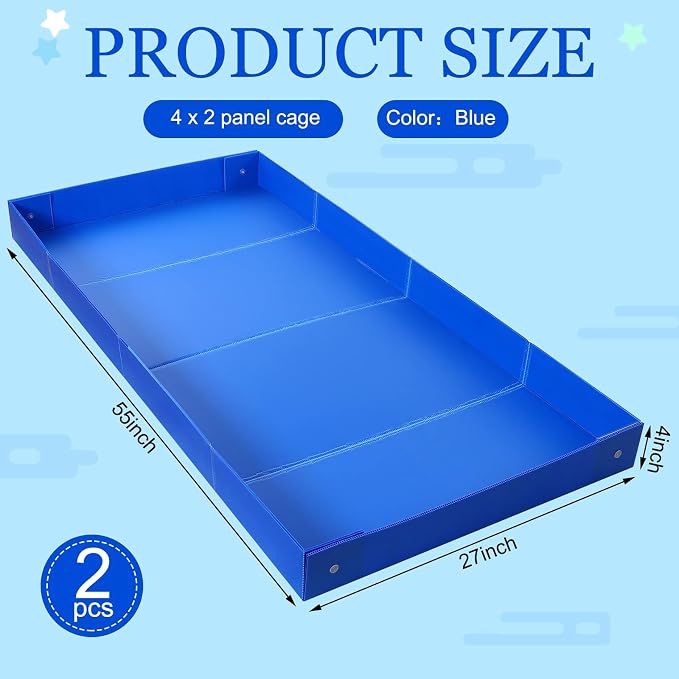 Thyle 2 Pcs Guinea Pig Cage Liner Corrugated Plastic Cage Liner Base 2 x 4 Panel Size 55" L x 27" w Guinea Pig Cages Bottom for Small Animals Hedgehogs Rabbits Cages Tray Blue - Image 2