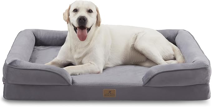 Bedfolks Orthopedic Dog Bed XL, Waterproof Dog Sofa Bed for Extra Large Dogs, Egg Foam Pet Couch Bed with Removable Washable Cover and Nonslip Bottom, Dark Grey by Bedfolks