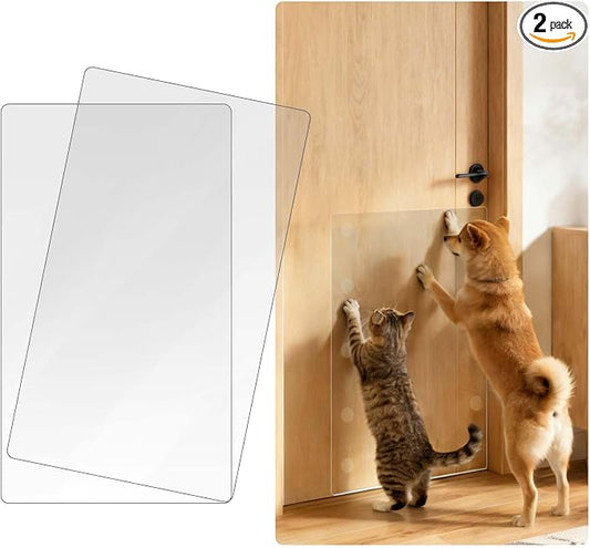 In hand Heavy Duty Door Scratch Protector for Dogs & Cats, 36" x 24" Extra Large Clear Door Guard, Thickened Anti-Scratch Shield with Strong Removable Adhesive Pads, No Residue & Safe for Doors by Inhand