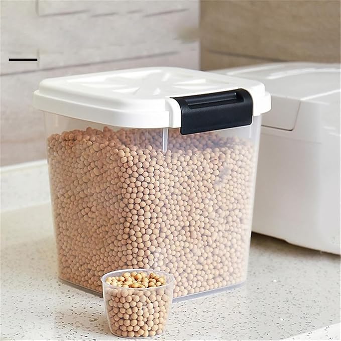 HANAMYA 30 LB Rice Storage Container with Measuring Cup, BPA free, For Rice | Grain | Pet Food | Flour, 2 coun, Clear & Black - Image 4