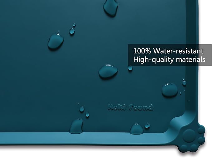 Hoki Found Large Silicone Pet Food Mats Tray - Non Slip Pet Dog Cat Bowl Mats Placemat - Dog Pet Cat Feeding Mat - Waterproof Dog Cat Food Mats -Pet Water Mats for Carpet - Sicilian Ocean - Image 3