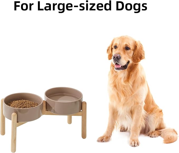 Havniva Elevated Dog Bowls Ceramic Dog Bowls with Stand, Dog Food Bowl | 8.3” Raised Dog Bowls with Non-Slip Wood Stand, Dog Food and Water Bowl Set, Double Dog Feeding Bowls for Large Dogs - Image 4