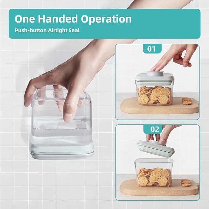Ankou Airtight Container Set (1000ml 4 Pcs) Stackable One Press Openning Food Containers for Snacks Sugar Salt Herbs Spices Coffee Bean Formula Popcorn BPA-Free Tight Seal - Clear (1.0 QT * 4) - Image 3