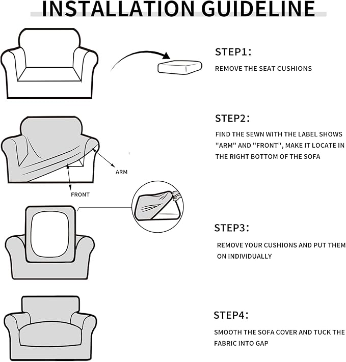 Easy-Going 2 Pieces Stretch Oversized Chair Couch Cover Sofa Cover for Dogs Sofa Slipcover for Separate Cushion Couch Jacquard Fabric Elastic Furniture Protector for Pets (Light Gray, Oversized Chair) - Image 7