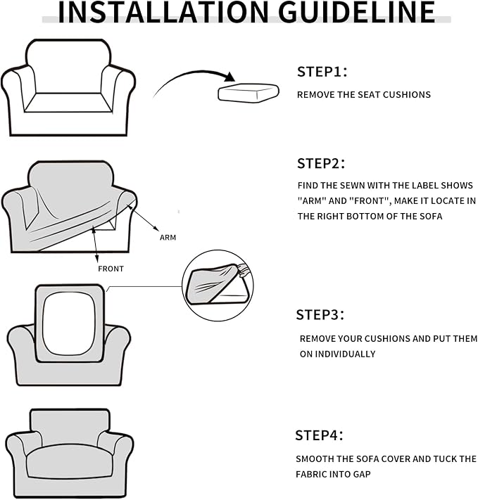 Easy-Going 2 Pieces Stretch Oversized Chair Couch Cover Sofa Cover for Dogs Sofa Slipcover for Separate Cushion Couch Jacquard Fabric Elastic Furniture Protector for Pets (Black, Oversized Chair) - Image 7