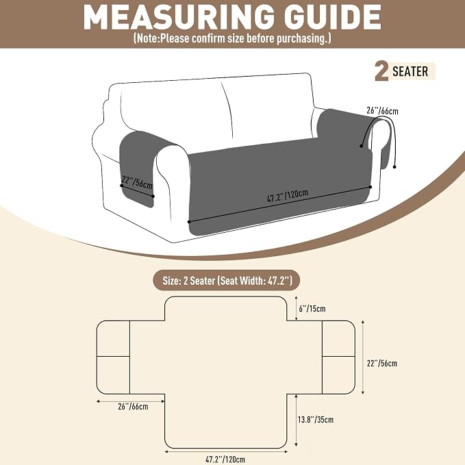 MAXIJIN Waterproof Loveseat Covers for Dogs Washable, Quilted Love Seat Couch Covers 2 Cushion Couch with Side Pockets, Non-Slip Furniture Protector for Pets Kids (Loveseat, Mint Green) - Image 6