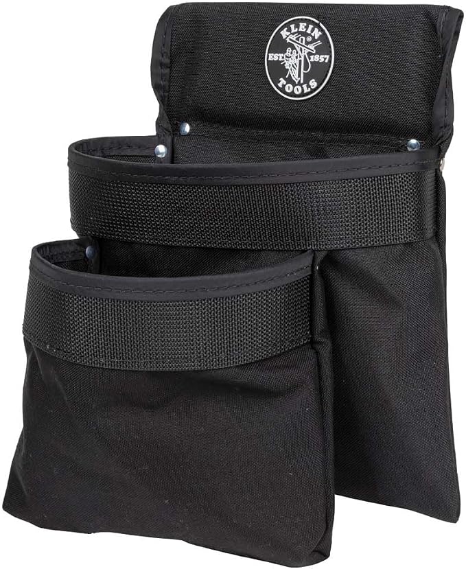 Klein Tools 5702 Tool Pouch, Powerline Series Utility Pouch Fits Tool Belts up to 2.5-Inch, Strong Rivet Reinforced Stitching, 2-Pocket - Image 2