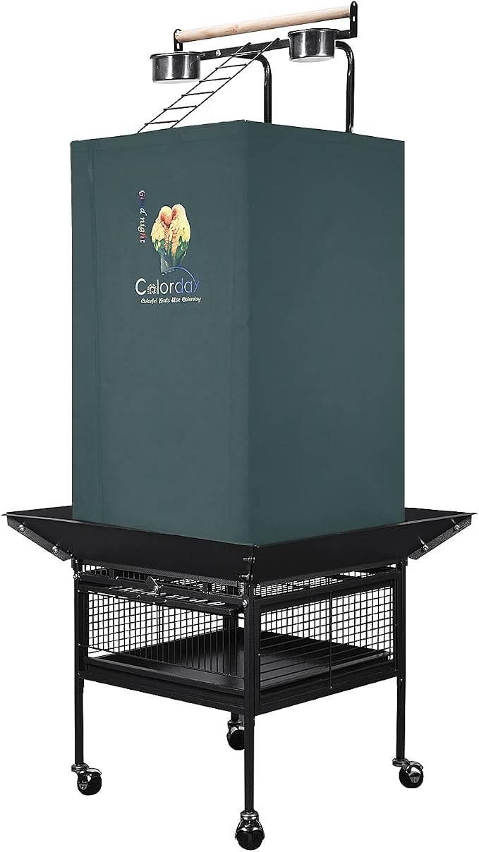Colorday Good Night Bird Cage Cover for Large Bird Cage with Play Top (Patented), Green 61" - Image 2