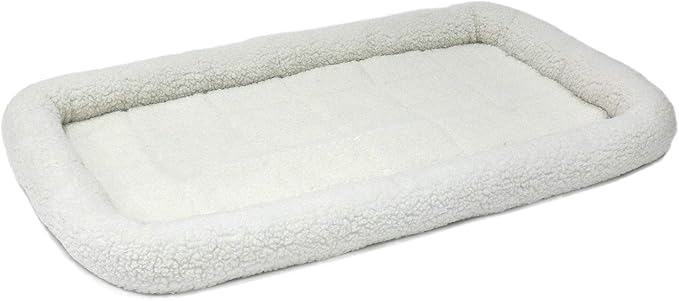 MidWest Homes for Pets QuietTime Dog Bed - White Fleece Bolster, Ultra-Soft and Machine Washable, Fits 48-Inch Crates and Carriers, for Extra-Large Breed Dogs by MidWestHomesForPets