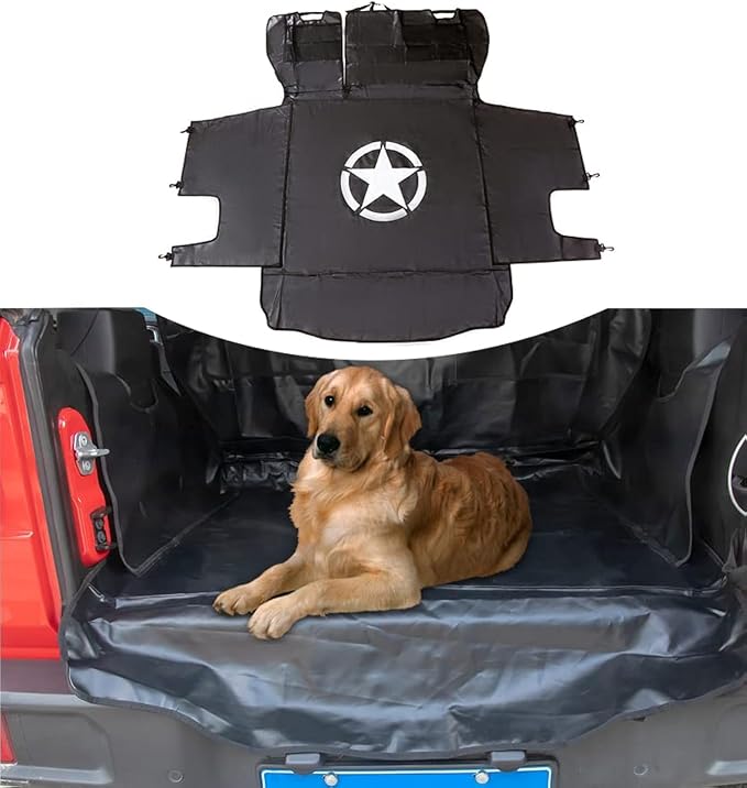 sukemichi Cargo Mat Dog Cargo Liner for 2007-2026 Jeep Wrangler 4 Door,Star | Waterproof oxford material,For 2007-2026 Wrangler JK JL,Nonslip Washable Pet Seat Cover & Anti-Scratch Liner by sukemichi
