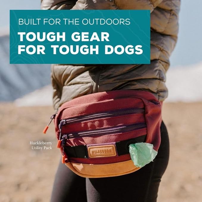 Wilderdog Utility Fanny Pack stores Treats, Balls, Keys in 3 Pockets with adjustable strap and Poop Bag dispenser (Huckleberry) - Image 8