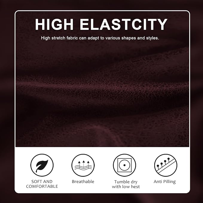 molasofa Leather Like Couch Cushion Covers Sofa Slipcovers Sets Couches Furniture Protector Covers for Sectional Armchair Loveseat Stretch Spandex Fabric, Machine Washable (1 Cushion Sofa, Red) - Image 3
