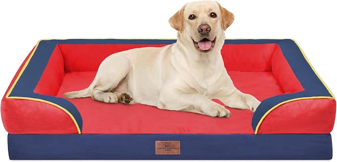 Comfort Expression Orthopedic Dog Bed for Extra Large Dogs with Bolster | Waterproof Dog Couch Bed with Washable Cover & Non-Slip Bottom, Supportive Egg Crate Foam XL Pet Bed, 42x30 Inch - Image 9