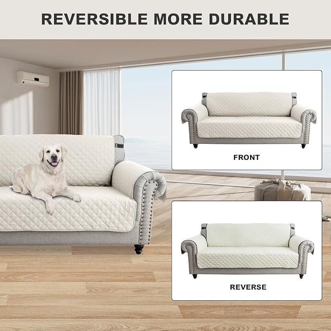 TOPCHANCES Sofa Slipcover L Shape 3pcs Reversible Sofa Cover Sectional Couch Cover 3 Seater Chaise Slip Cover with Elastic Straps for Kids Dogs Cats Pet Furniture Protector Cover - Image 6