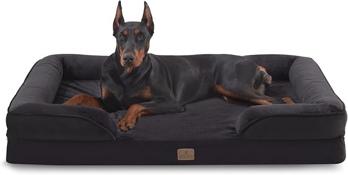 Bedfolks Orthopedic Dog Bed, Waterproof Dog Sofa Bed for Extra Large Dogs, Egg Foam Pet Couch Bed with Removable Washable Cover and Nonslip Bottom, Black by Bedfolks
