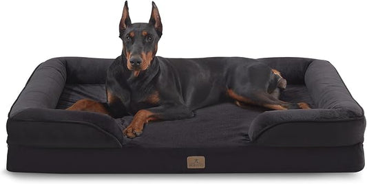 Bedfolks Orthopedic Dog Bed, Waterproof Dog Sofa Bed for Extra Large Dogs, Egg Foam Pet Couch Bed with Removable Washable Cover and Nonslip Bottom, Black by Bedfolks