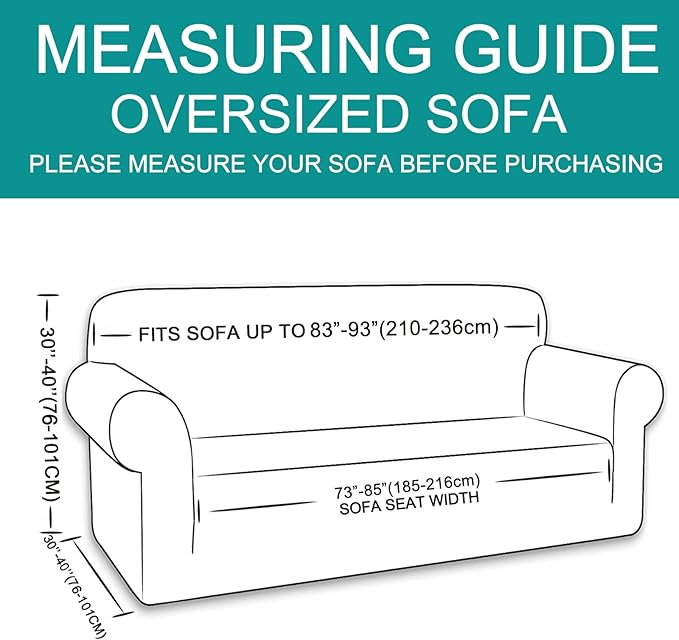 U-NICE HOME Oversized Stretch Couch Cover Slipcover, Orange | 3 Cushion Sofa, 1-Piece Sofa cover, Washable, Pet friendly, Furniture protector, Polyester Spandex Jacquard fabric - Image 6