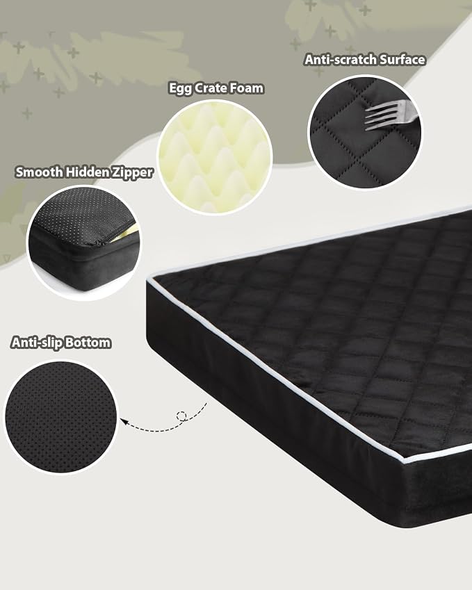NUPIDA Orthopedic Dog Beds Large Sized Dog Waterproof Pet Kennel Pad with Removable Washable Cover and Non-Slip Bottom, 35x23 Inch, Black - Image 4