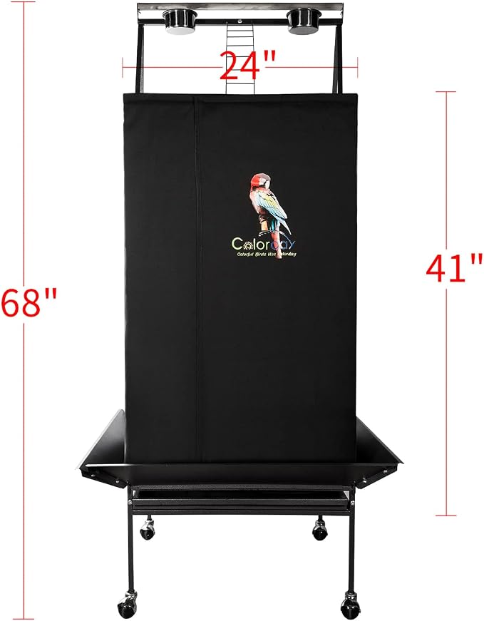 Colorday Good Night Bird Cage Cover for Large Bird Cage with Play Top (Patented), Black 68" - Image 6