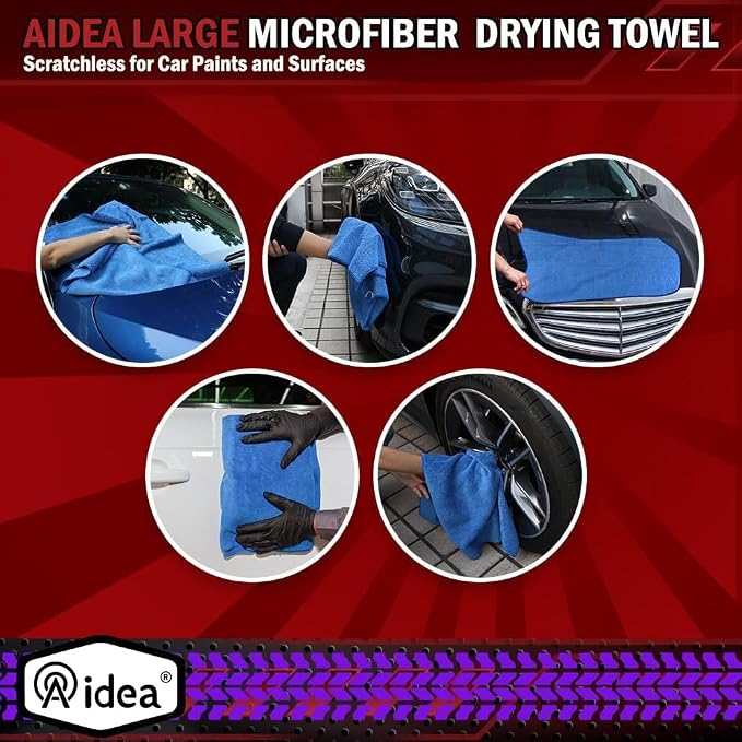 AIDEA Microfiber Towels for Cars-2PK, Large Professional Car Drying Towel, Scratch-Free & Absorbent Drying Towel for Cars, SUVs, RVs, Trucks, and Boats, 24inx 31in, Blue - Image 7