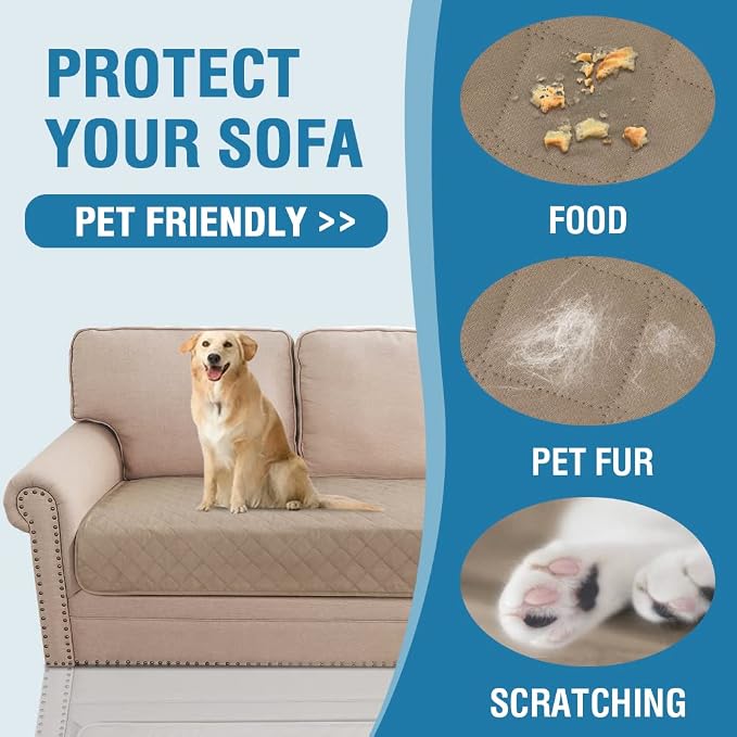 H.VERSAILTEX Couch Cover for Dogs Washable 100% Waterproof Sofa Cushion Cover Dog Bed Cover Non-Slip Pet Blanket for Sofa Cushion Protector, 35" x 82", Khaki - Image 6