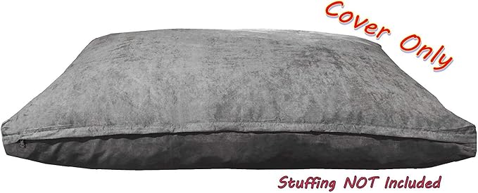 Dogbed4less 55X37X4 Inches XXL Size : Suede Fabric External Replacement Cover in Gray Color with Zipper Liner for Dog Pet Bed Pillow or pad - Replacement Cover only - Image 5