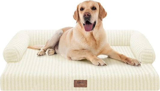 MEKIY Orthopedic Washable Dog Bed with Bolster for Medium to Large Dogs | Pillow Support for Neck Relief, Egg Crate Foam, Waterproof Liner, Anti-Slip Bottom, Removable Bolster Cover, 36 x 27 Inch by Mekiy