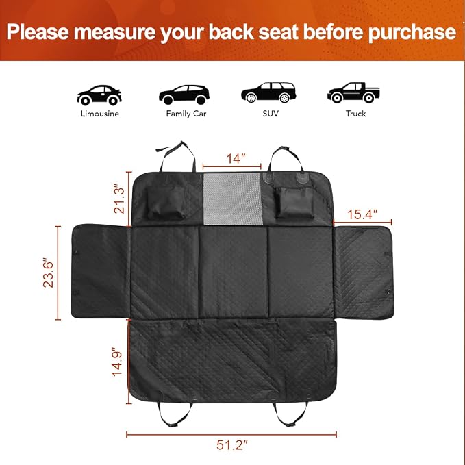 Vailge Dog Car Seat Cover, Dog Hammock for Car Backseat, Non Inflatable seat Cover for Back seat,Hard Bottom Back Seat Protector for Cars,Trucs & SUVs - Image 9