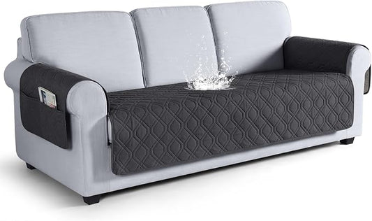 VANSOFY Waterproof Couch Cover for Pets, Charcoal Gray, 67.3" | Non-Slip, Washable, Utility Pockets, Pet Friendly, Furniture Protector Slipcover for 3 Cushion Couch by VANSOFYFURNITURECOVERS