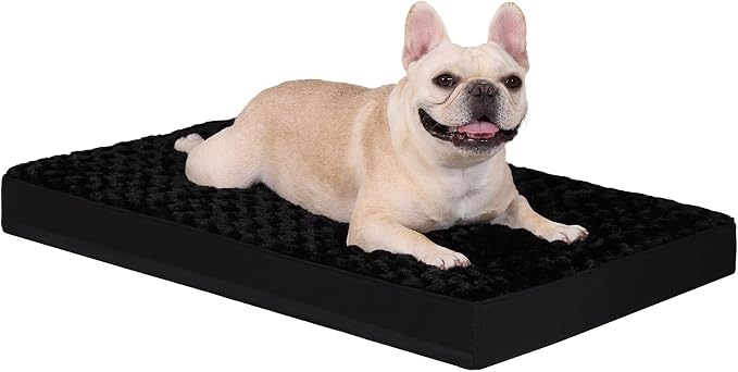 KSIIA Washable Dog Bed for Crate Waterproof for Medium Dogs,29x18 in,Black | 3in egg crate foam,orthopedic support,Soft rose velvet,3ply waterproof fabric,removable cover,anti-slip base,washable by KSIIAPetProducts