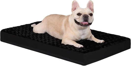 KSIIA Washable Dog Bed for Crate Waterproof for Medium Dogs,29x18 in,Black | 3in egg crate foam,orthopedic support,Soft rose velvet,3ply waterproof fabric,removable cover,anti-slip base,washable by KSIIAPetProducts