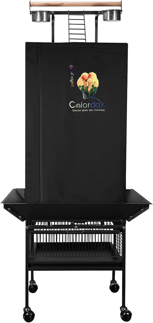 Colorday Good Night Bird Cage Cover for Large Bird Cage with Play Top (Patented), Black 61" by Colorday