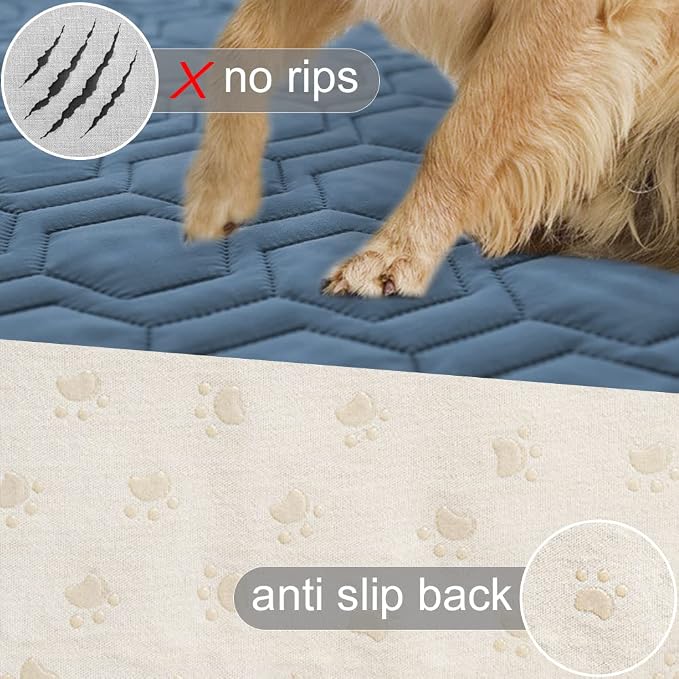 Tcksstex Waterproof and Non-Slip Dog Bed Cover and Pet Blanket Sofa Pet Bed Mat ，car Incontinence Mattress Protectors Furniture Couch Cover for Most Cats Dogs,Pets（82x102- Navy Blue） - Image 3