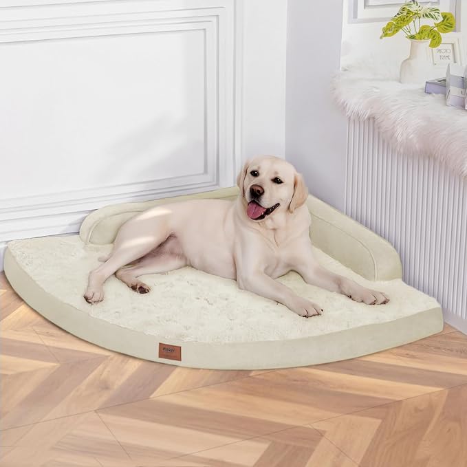 MEKIY Jumbo Orthopedic Waterproof Dog Bed with Sides for Extra Large Dogs | Egg Crate Foam, Waterproof Liner, Anti-Slip Bottom, Space-Saving, Perfect for Corners and Sofa Edges, 42 x 42 Inch by Mekiy