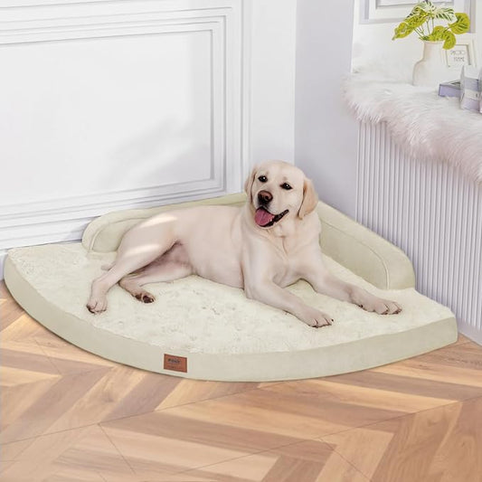 MEKIY Jumbo Orthopedic Waterproof Dog Bed with Sides for Extra Large Dogs | Egg Crate Foam, Waterproof Liner, Anti-Slip Bottom, Space-Saving, Perfect for Corners and Sofa Edges, 42 x 42 Inch by Mekiy