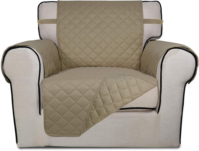 PureFit Reversible Chair Sofa Cover Dog Couch Covers for Sofa, 25.5 in | Beige/Beige, Water Resistant Couch Protector, Washable Pet Couch Cover with Non Slip and Elastic Straps For Kids by PureFit